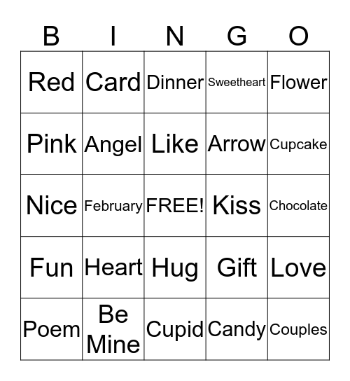 Valentine's Day  Bingo Card