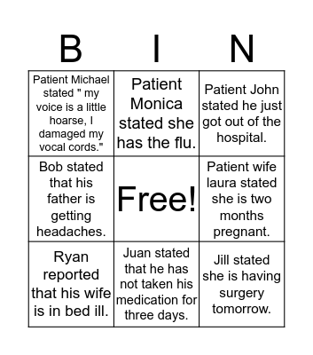 Am I Reportable? Bingo Card