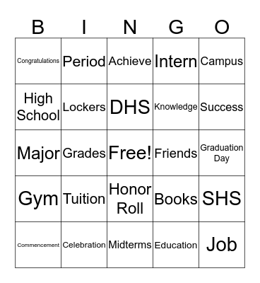 Congratulations Graduate Bingo Card