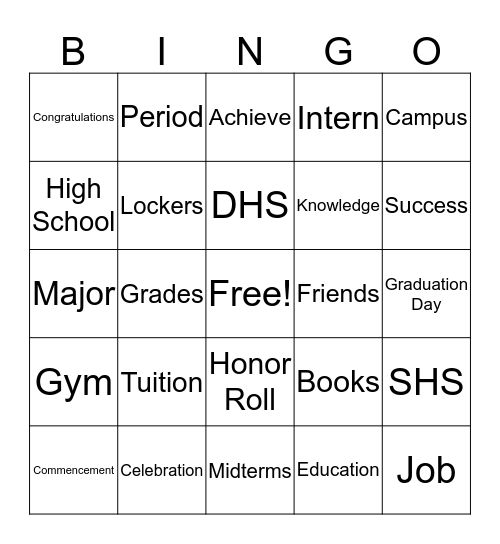 Congratulations Graduate Bingo Card