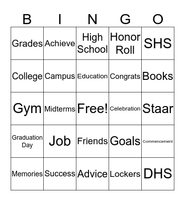 Congratulations Graduate Bingo Card
