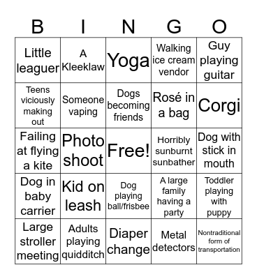 Prospect Park Bingo Card