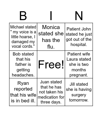 Am I Reportable? Bingo Card