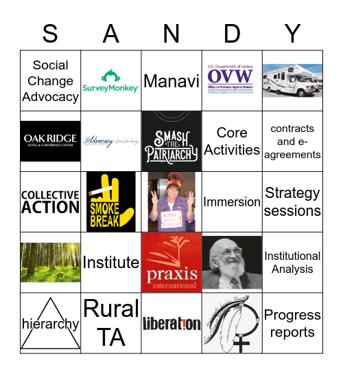SANDY BINGO Card