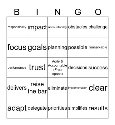 Agile & Accountable Bingo Card