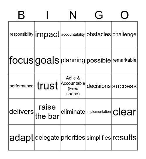 Agile & Accountable Bingo Card