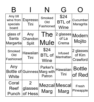 BWL Bingo Memorial Day Weekend Bingo Card