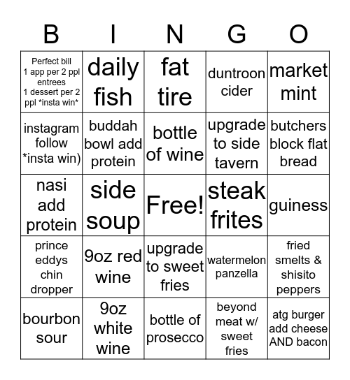 ATG BINGO Card