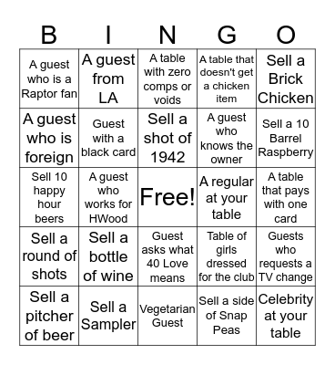 40 Love Bingo Card