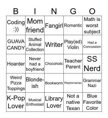 Who's the most like Heather? Bingo Card