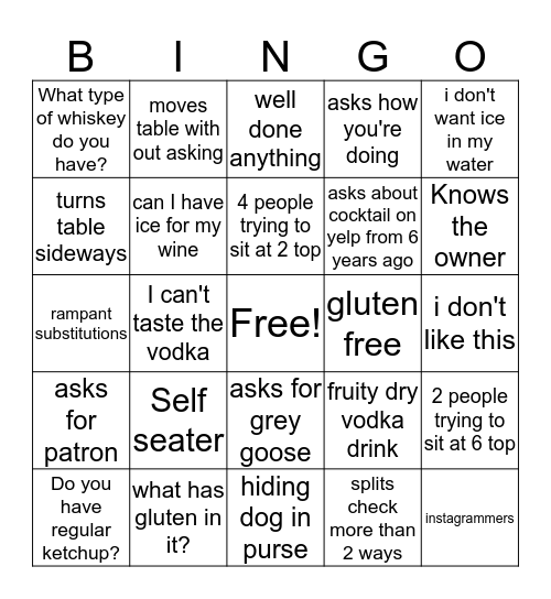 Server Bingo Card