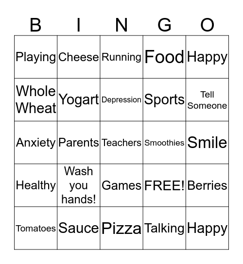 Kids Kitchen Bingo! Bingo Card