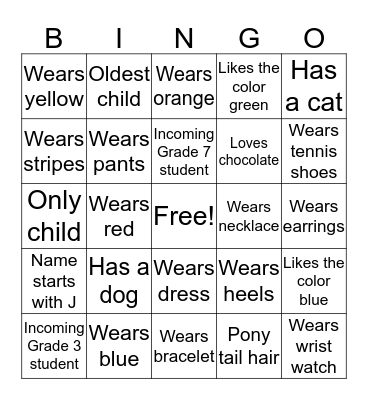 BINGO TO MEET YOU! Bingo Card