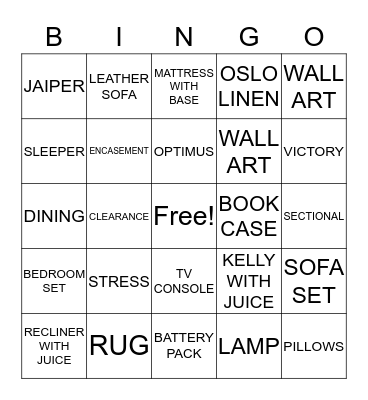 HANKSTER BINGO  Bingo Card