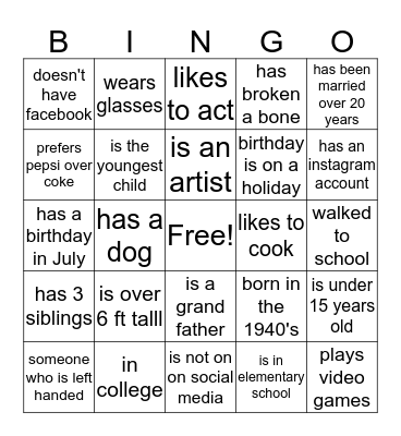 THE O'NEAL FAMILY Bingo Card