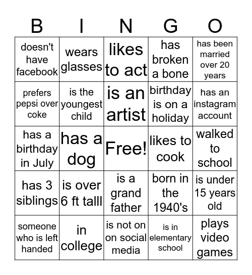 THE O'NEAL FAMILY Bingo Card