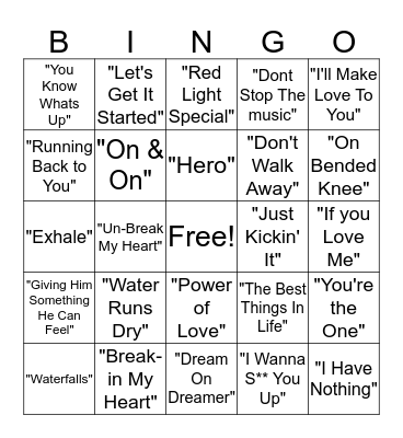 Music Bingo Card