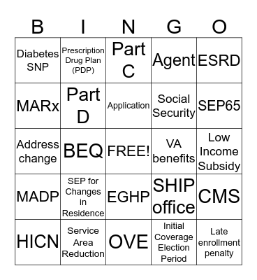 Enrollment  Bingo Card