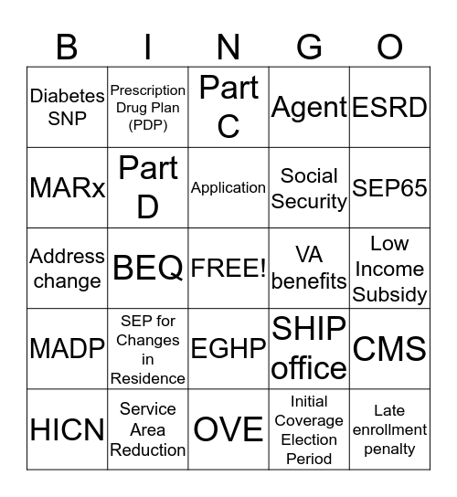 Enrollment  Bingo Card