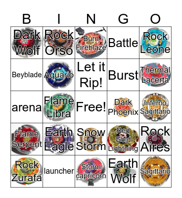 Beyblades Bingo Card