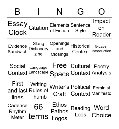 It's Lit! Bingo Card