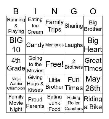 Christians BIG 10 Bingo Card