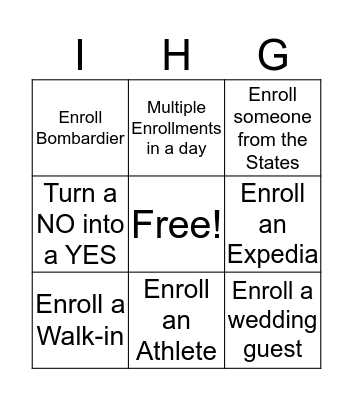 Enrollment Bingo Card