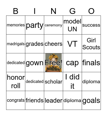 Amber's Graduation Bingo Card