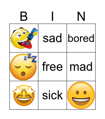 feelings bingo Card