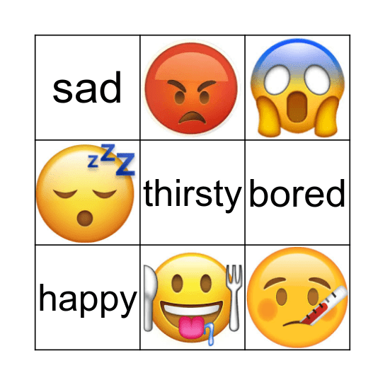 Feelings Bingo Card