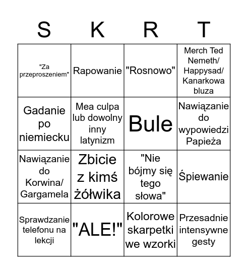 Jureczkowe Bingo Card