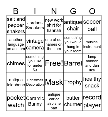 Stephon's Flee Market Bingo Card