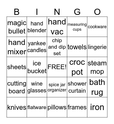 Maggie's Bridal Shower Bingo Card