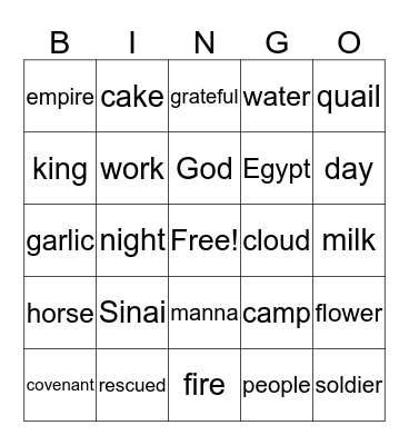 'Numbers' Bingo Card