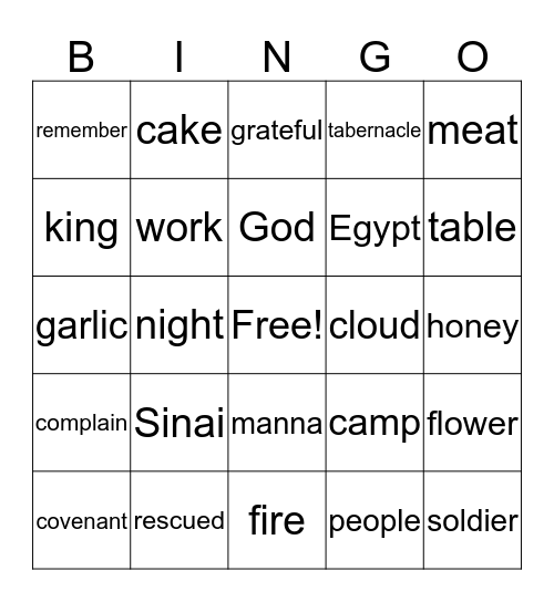 'Numbers' Bingo Card