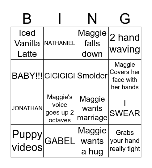 Maggie Bingo Card