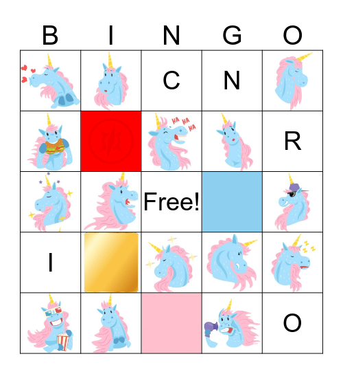 Unicorn Bingo Card