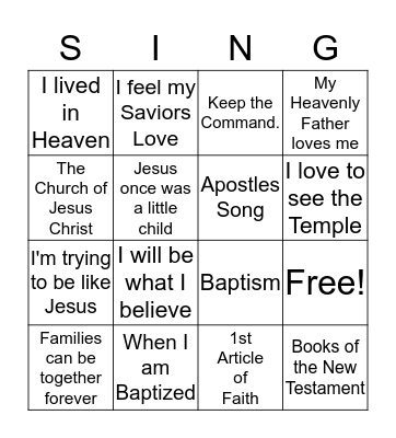 Primary SINGO Bingo Card