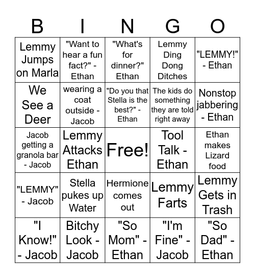 Bjorkman Bingo Card