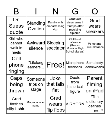 When Graduation is Boring... Bingo Card