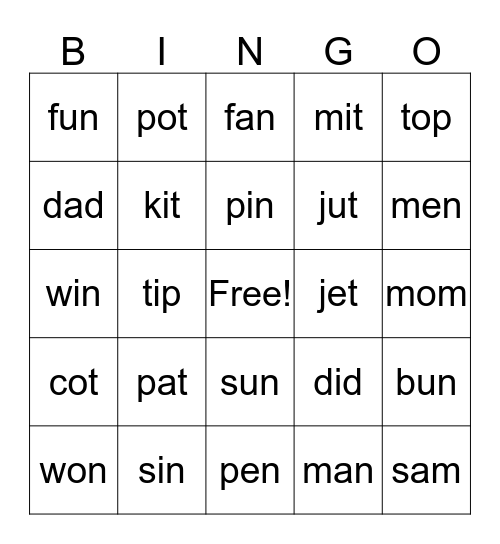 Review Day! Bingo Card