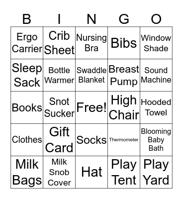 B A B Y  B I N G O ! Bingo Card