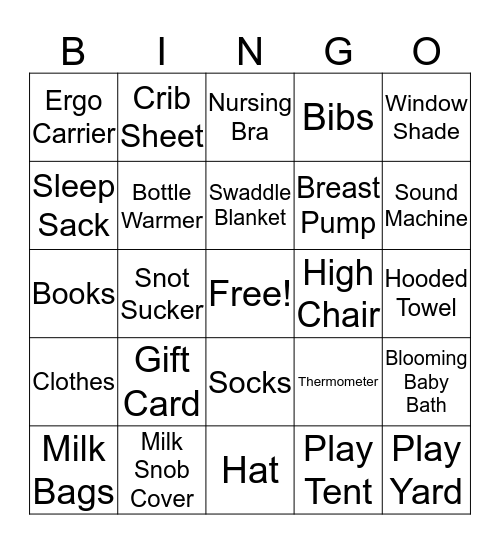 B A B Y  B I N G O ! Bingo Card
