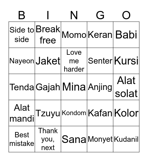 Goib Bingo Card