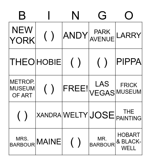 THE GOLFINCH Bingo Card