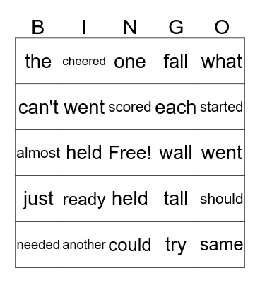 Lesson 45 Bingo Card