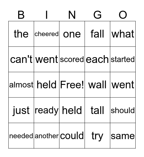 Lesson 45 Bingo Card