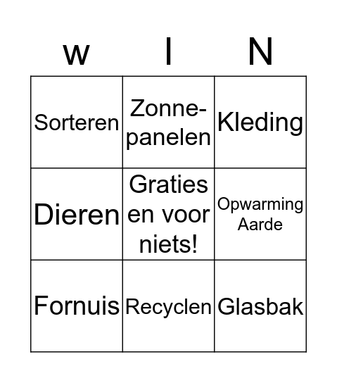 Bingo Milieu Bingo Card