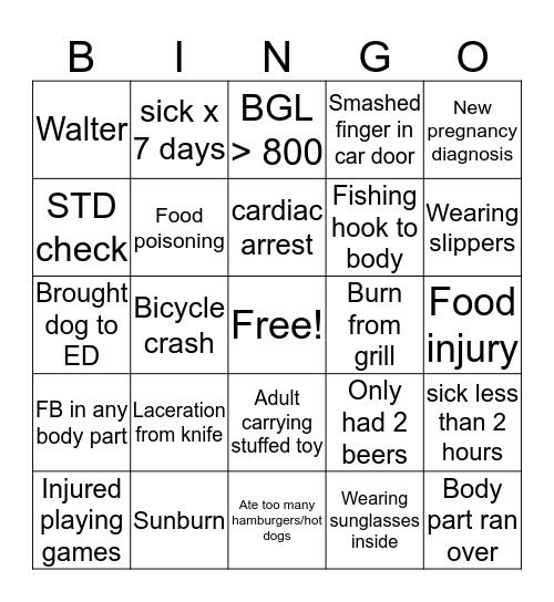 Memorial Day Bingo Card