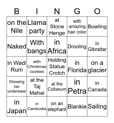 Olivia's Birthday Bingo..Where in the World? Bingo Card